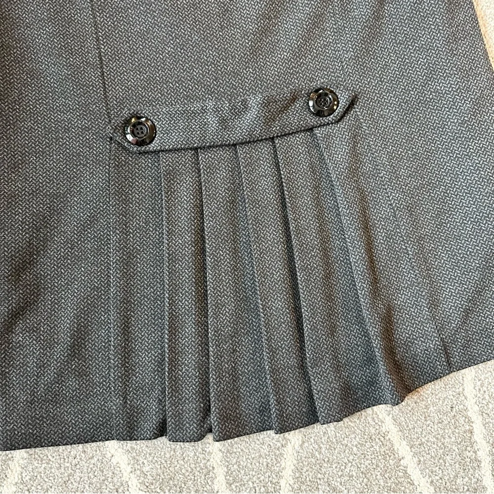 Garfield & Markw Dark Gray Flannel Herringbone Pencil Skirt w/ Pleated Flounce